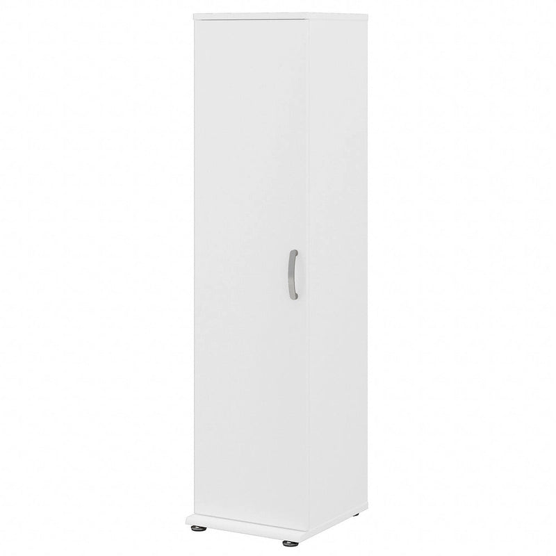 Meuble de rangement haut et étroit avec porte et étagères – Gris platine / Gris orage / Blanc