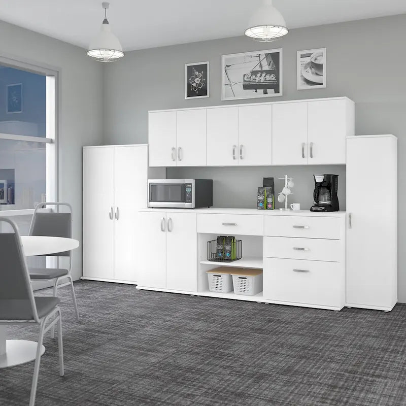 Meuble de rangement haut et étroit avec porte et étagères – Gris platine / Gris orage / Blanc