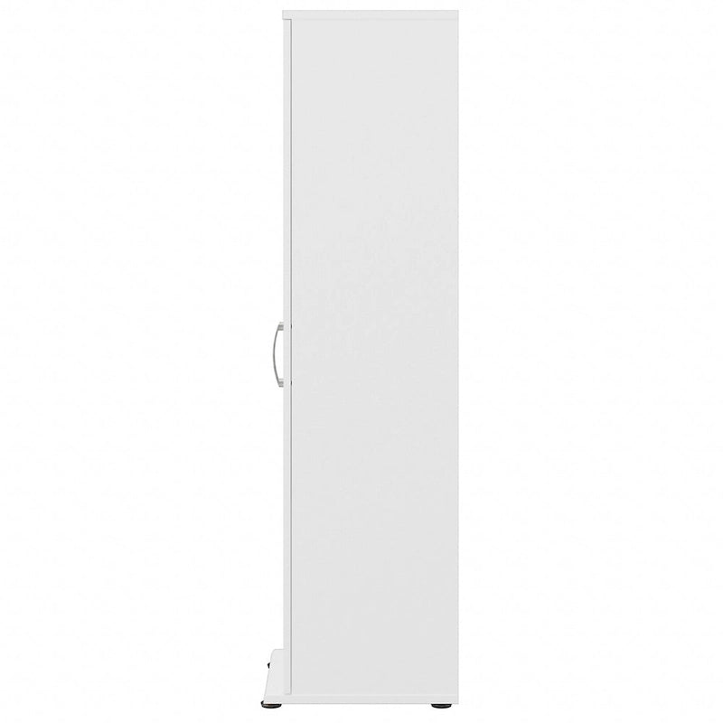 Meuble de rangement haut et étroit avec porte et étagères – Gris platine / Gris orage / Blanc