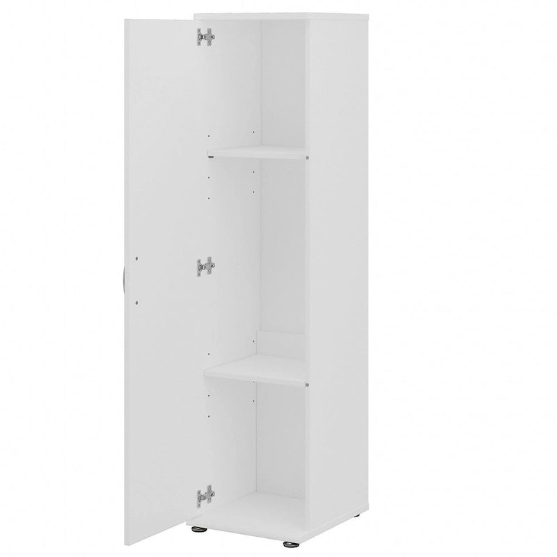Meuble de rangement haut et étroit avec porte et étagères – Gris platine / Gris orage / Blanc