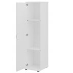 Meuble de rangement haut et étroit avec porte et étagères – Gris platine / Gris orage / Blanc