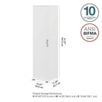 Meuble de rangement haut et étroit avec porte et étagères – Gris platine / Gris orage / Blanc