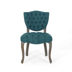Chaise de salle à manger capitonnée sarcelle et marron, lot de 2