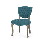 Chaise de salle à manger capitonnée sarcelle et marron, lot de 2