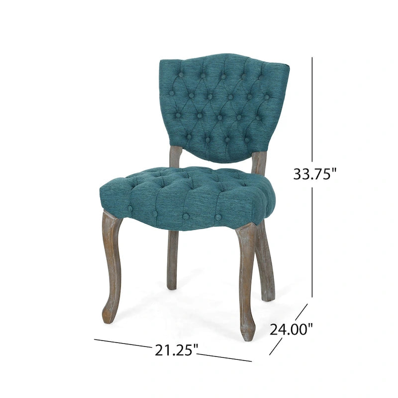 Chaise de salle à manger capitonnée sarcelle et marron, lot de 2