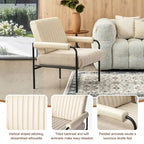 Fauteuil capitonné crème Off-White, lot de 2 — Similicuir et tissu, accoudoirs rembourrés