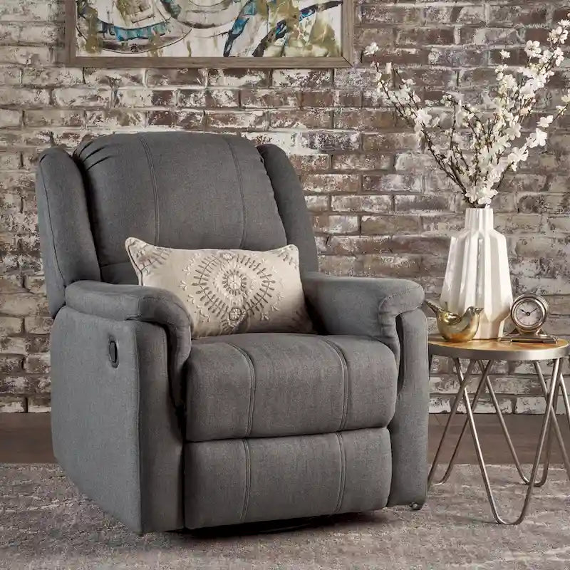 Fauteuil inclinable, pivotant et basculant en tissu anthracite, une place