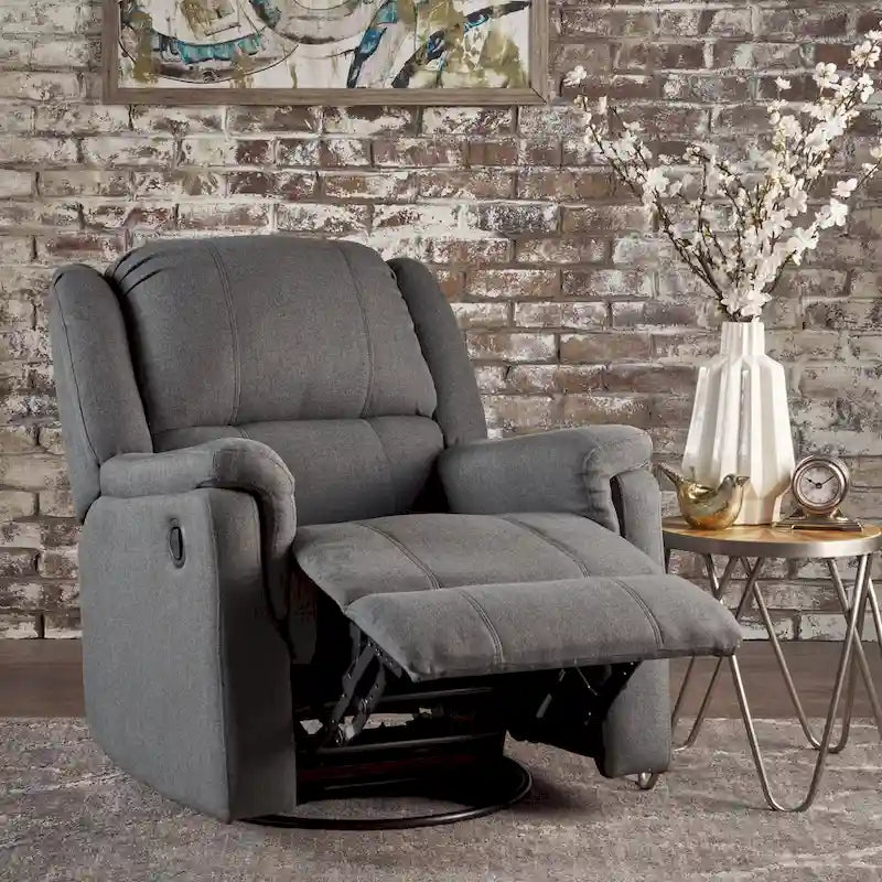 Fauteuil inclinable, pivotant et basculant en tissu anthracite, une place
