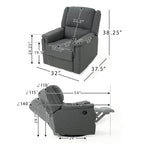 Fauteuil inclinable, pivotant et basculant en tissu anthracite, une place