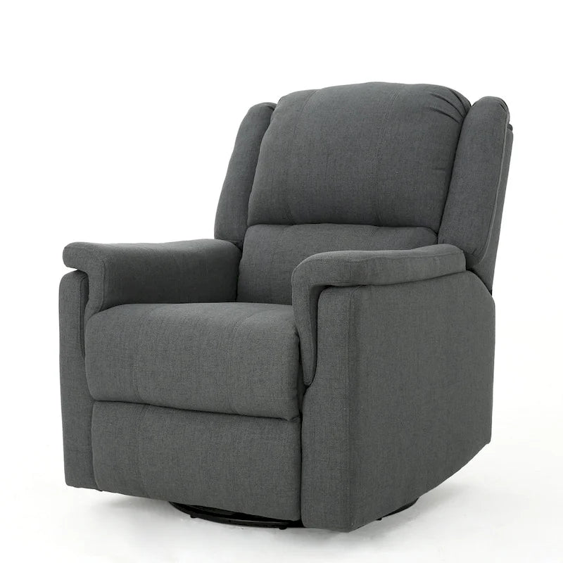 Fauteuil inclinable, pivotant et basculant en tissu anthracite, une place