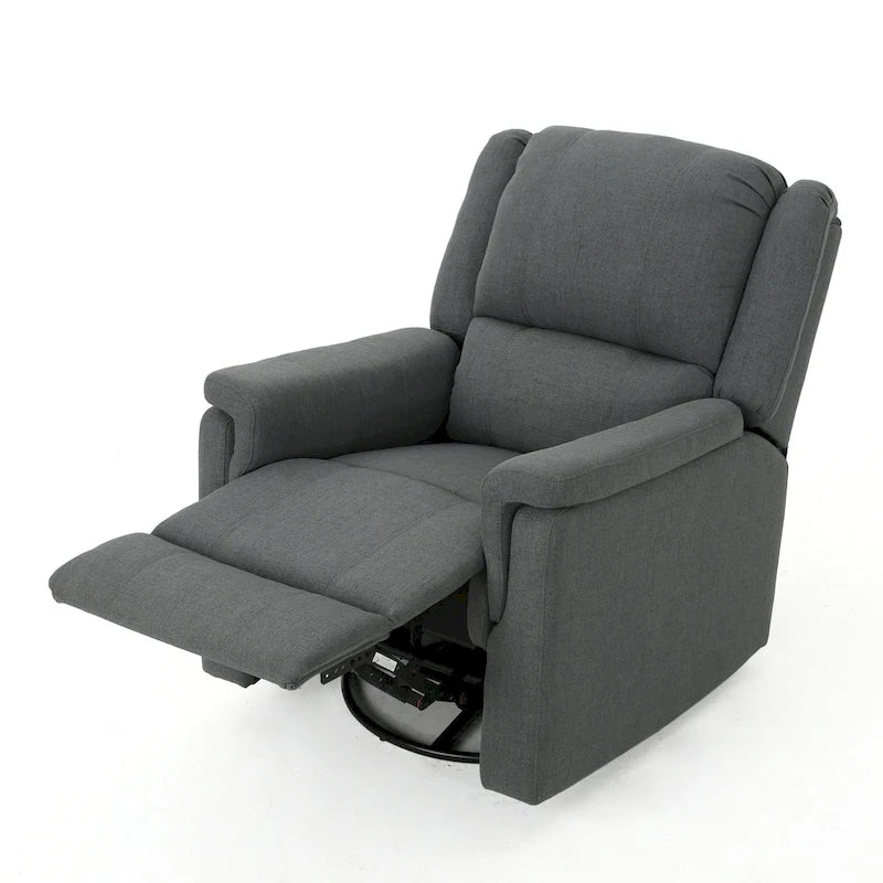 Fauteuil inclinable, pivotant et basculant en tissu anthracite, une place