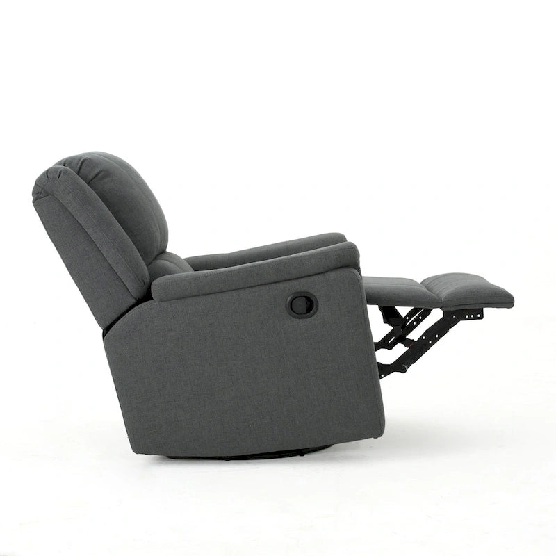 Fauteuil inclinable, pivotant et basculant en tissu anthracite, une place