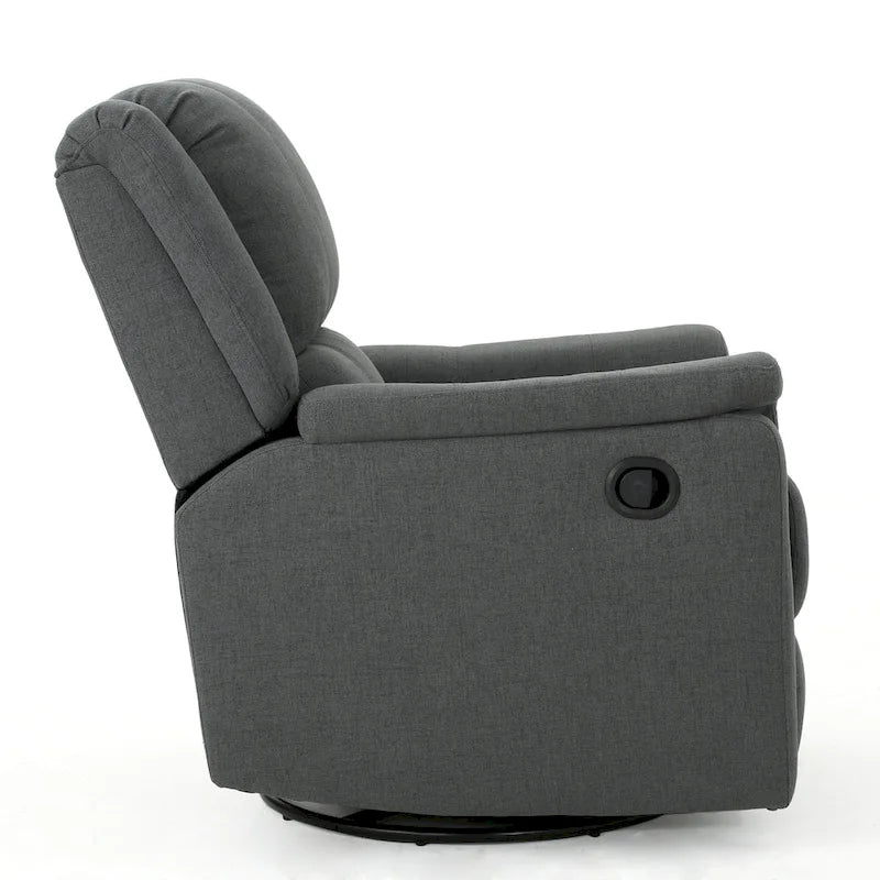 Fauteuil inclinable, pivotant et basculant en tissu anthracite, une place