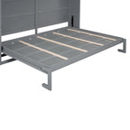 Lit escamotable Queen gris avec armoire et tiroirs, 1 personne