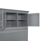 Lit escamotable Queen gris avec armoire et tiroirs, 1 personne