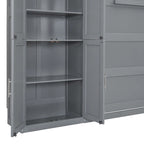 Lit escamotable Queen gris avec armoire et tiroirs, 1 personne