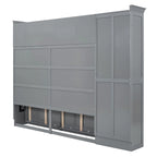 Lit escamotable Queen gris avec armoire et tiroirs, 1 personne