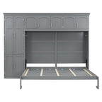 Lit escamotable Queen gris avec armoire et tiroirs, 1 personne