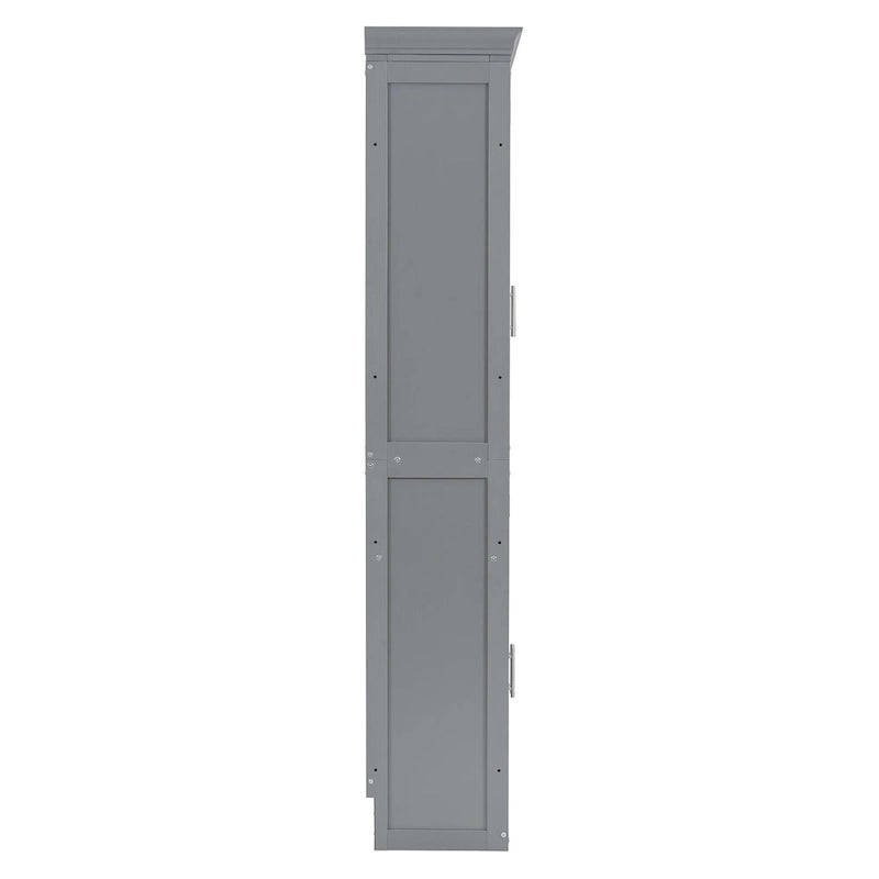 Lit escamotable Queen gris avec armoire et tiroirs, 1 personne