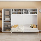 Lit escamotable Queen gris avec armoire et tiroirs, 1 personne