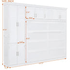 Lit escamotable Queen gris avec armoire et tiroirs, 1 personne