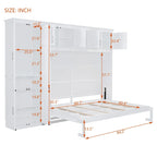 Lit escamotable Queen gris avec armoire et tiroirs, 1 personne