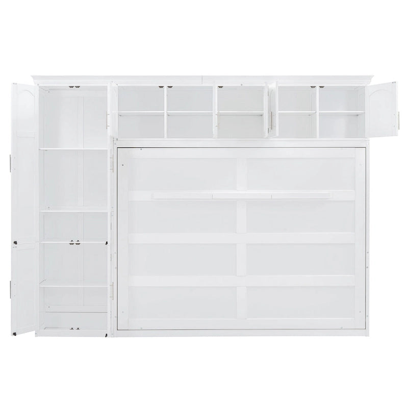 Lit escamotable Queen gris avec armoire et tiroirs, 1 personne