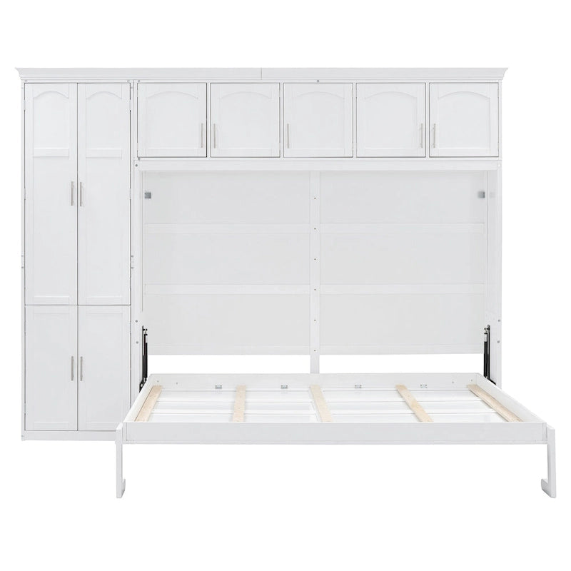 Lit escamotable Queen gris avec armoire et tiroirs, 1 personne