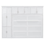 Lit escamotable Queen gris avec armoire et tiroirs, 1 personne