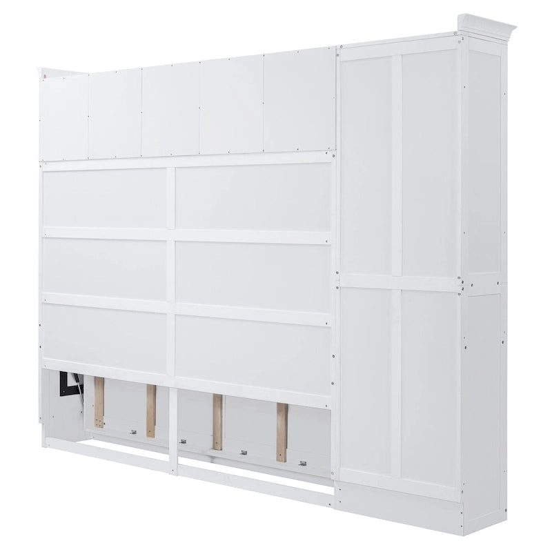 Lit escamotable Queen gris avec armoire et tiroirs, 1 personne