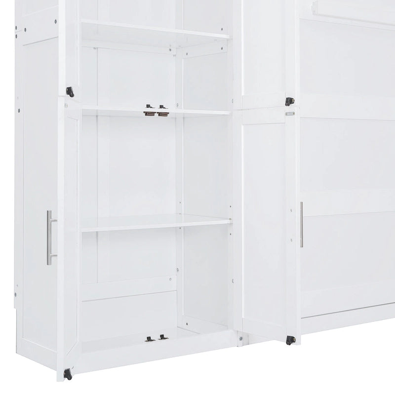 Lit escamotable Queen gris avec armoire et tiroirs, 1 personne