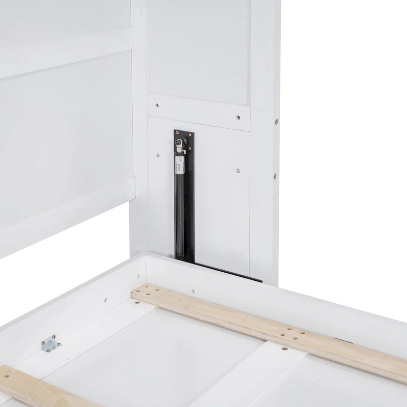 Lit escamotable Queen gris avec armoire et tiroirs, 1 personne