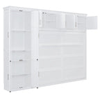 Lit escamotable Queen gris avec armoire et tiroirs, 1 personne