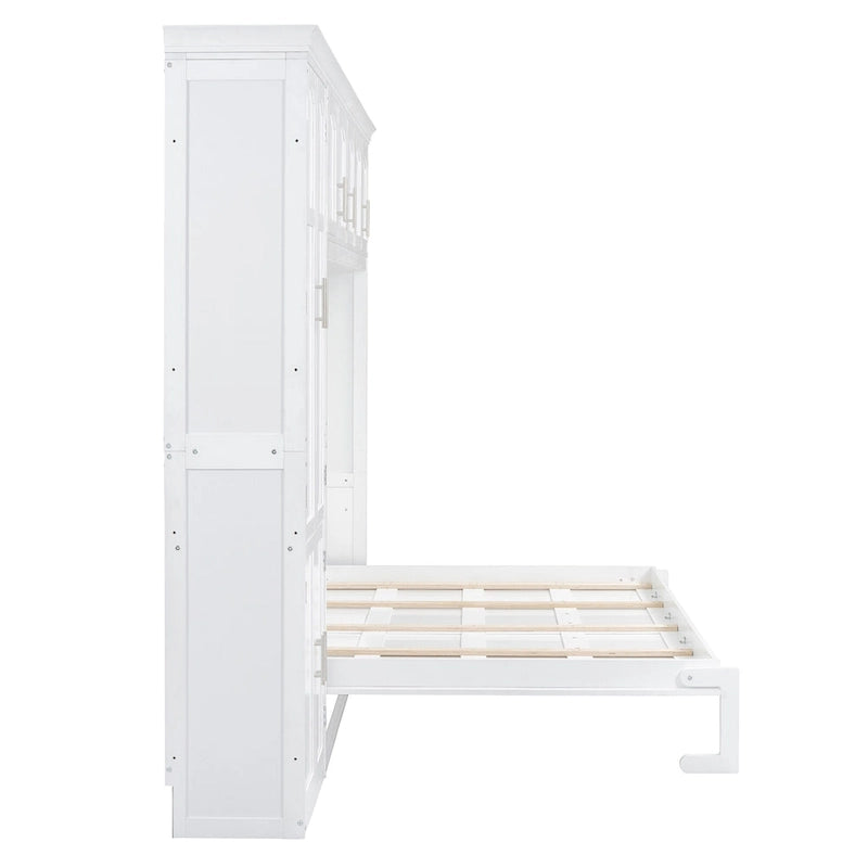 Lit escamotable Queen gris avec armoire et tiroirs, 1 personne