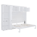 Lit escamotable Queen gris avec armoire et tiroirs, 1 personne