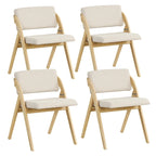 Chaise de salle à manger pliante Chêne & Beige / Noyer & Beige, lot de 4