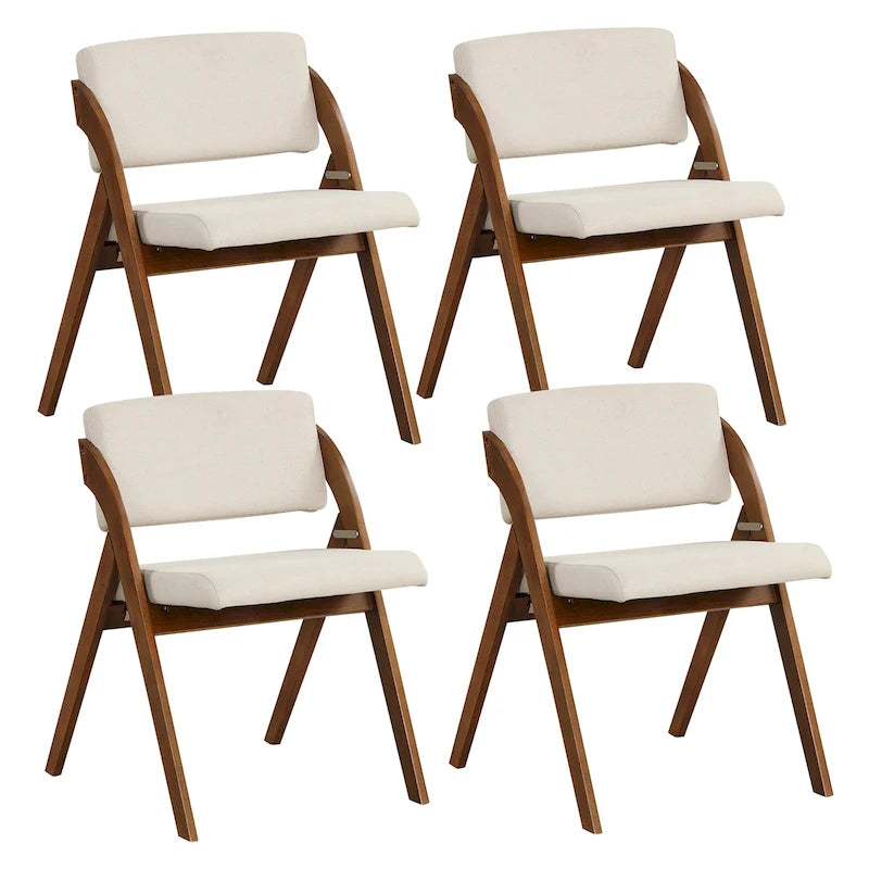 Chaise de salle à manger pliante Chêne & Beige / Noyer & Beige, lot de 4