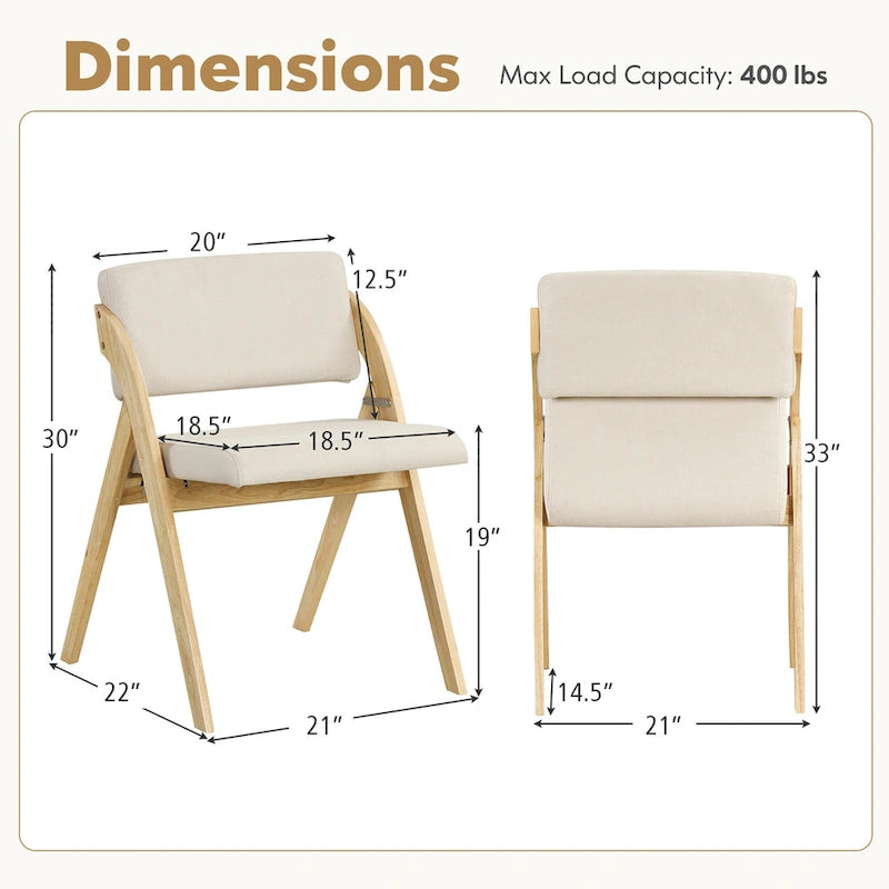 Chaise de salle à manger pliante Chêne & Beige / Noyer & Beige, lot de 4