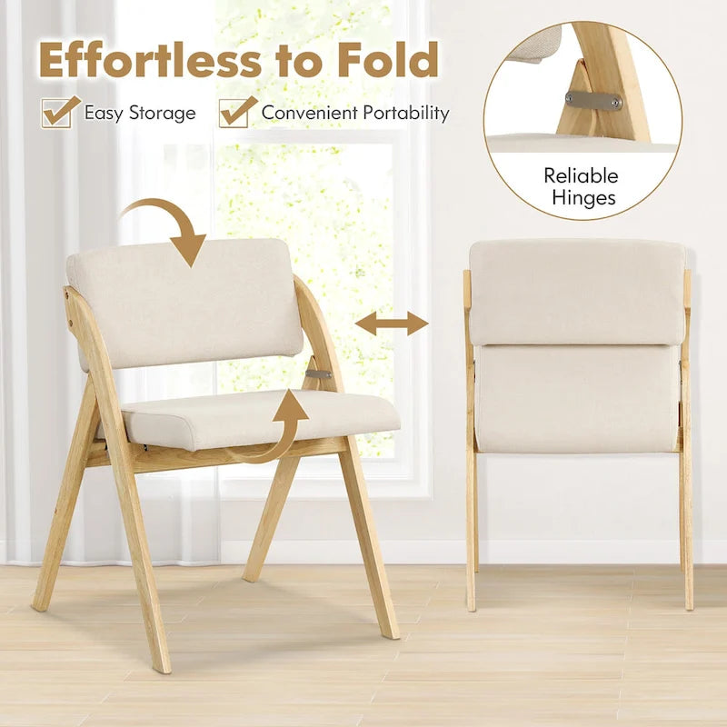 Chaise de salle à manger pliante Chêne & Beige / Noyer & Beige, lot de 4