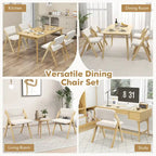 Chaise de salle à manger pliante Chêne & Beige / Noyer & Beige, lot de 4