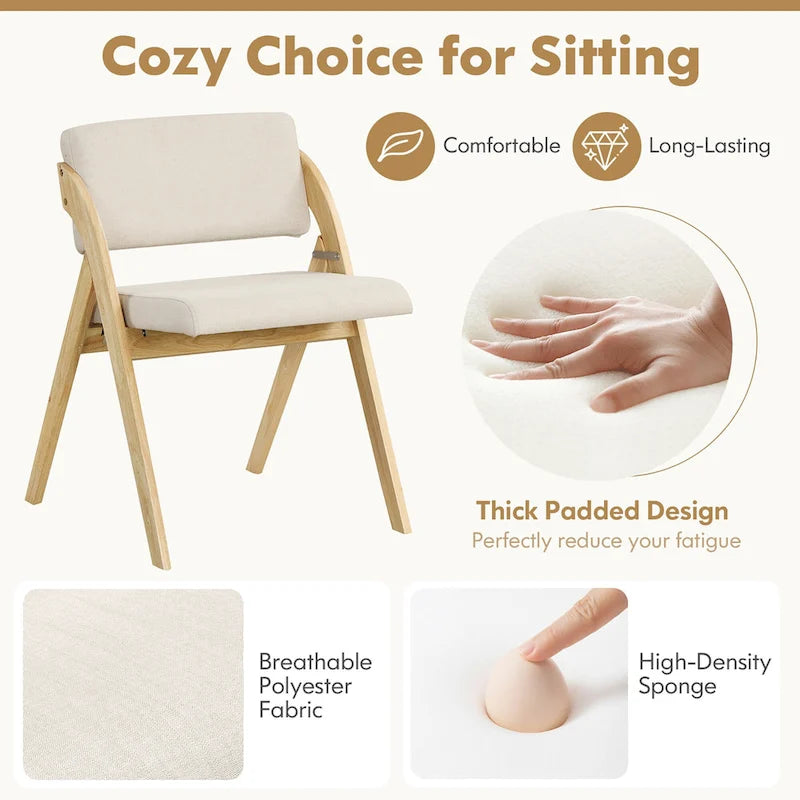 Chaise de salle à manger pliante Chêne & Beige / Noyer & Beige, lot de 4