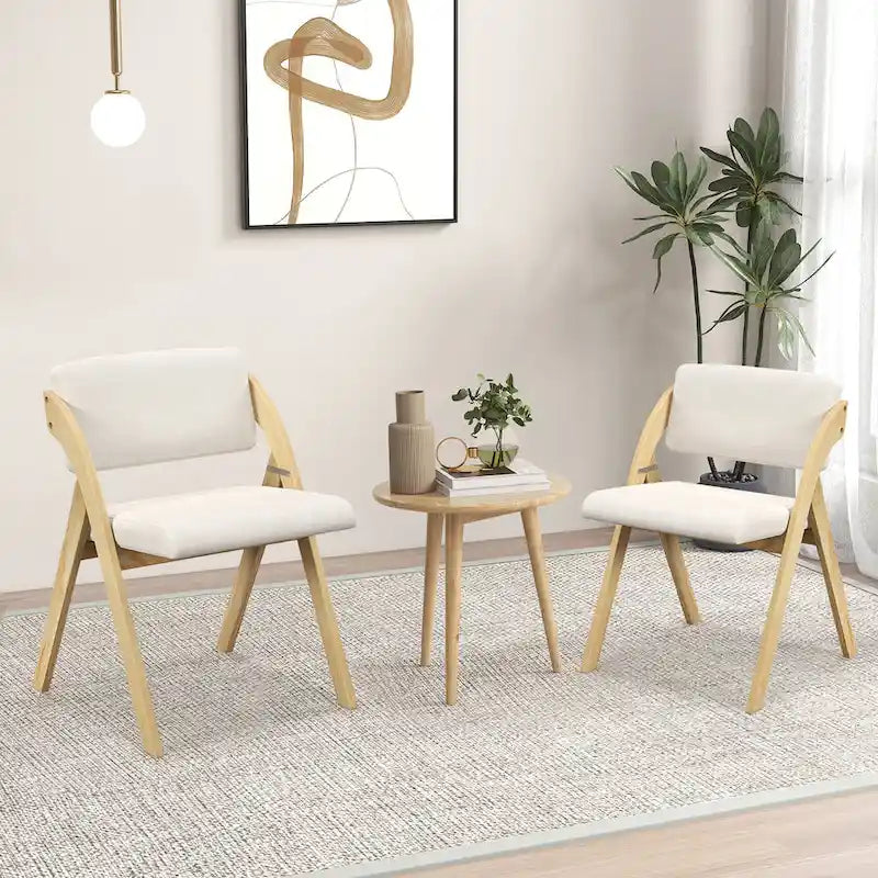 Chaise de salle à manger pliante Chêne & Beige / Noyer & Beige, lot de 4