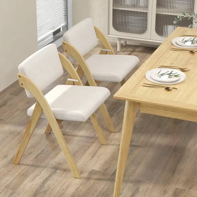Chaise de salle à manger pliante Chêne & Beige / Noyer & Beige, lot de 4