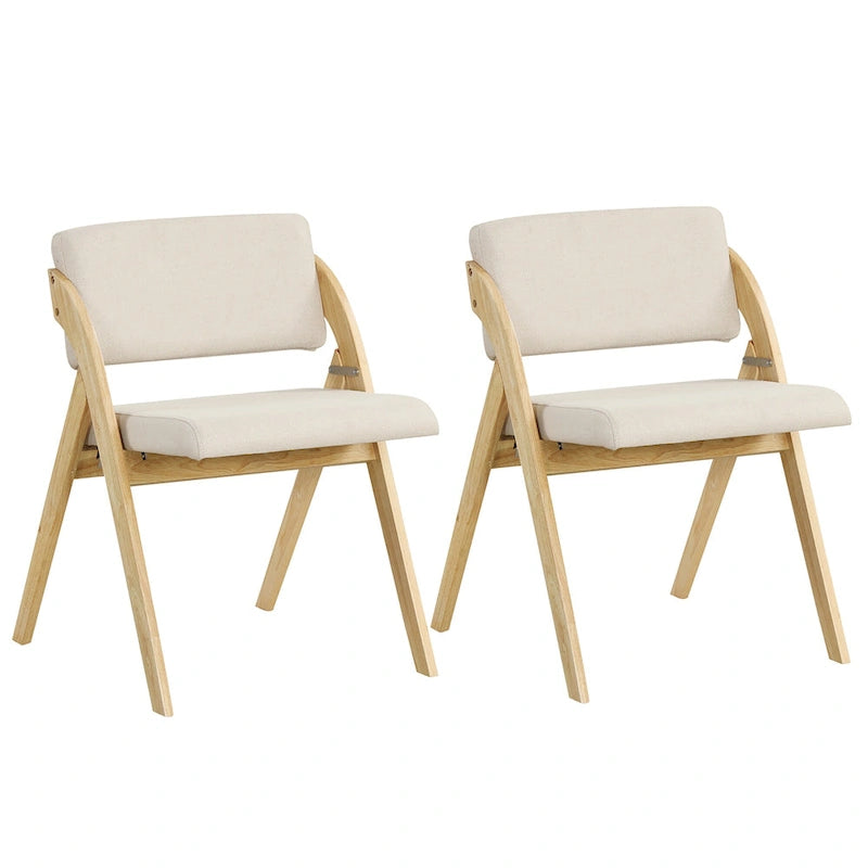 Chaise de salle à manger pliante Chêne & Beige / Noyer & Beige, lot de 4