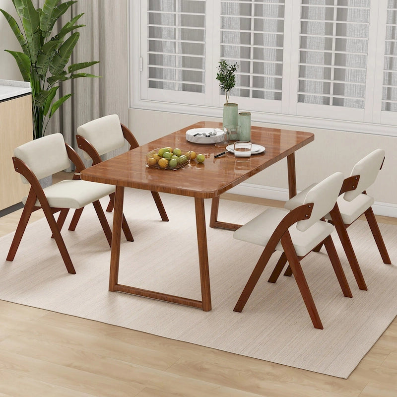 Chaise de salle à manger pliante Chêne & Beige / Noyer & Beige, lot de 4