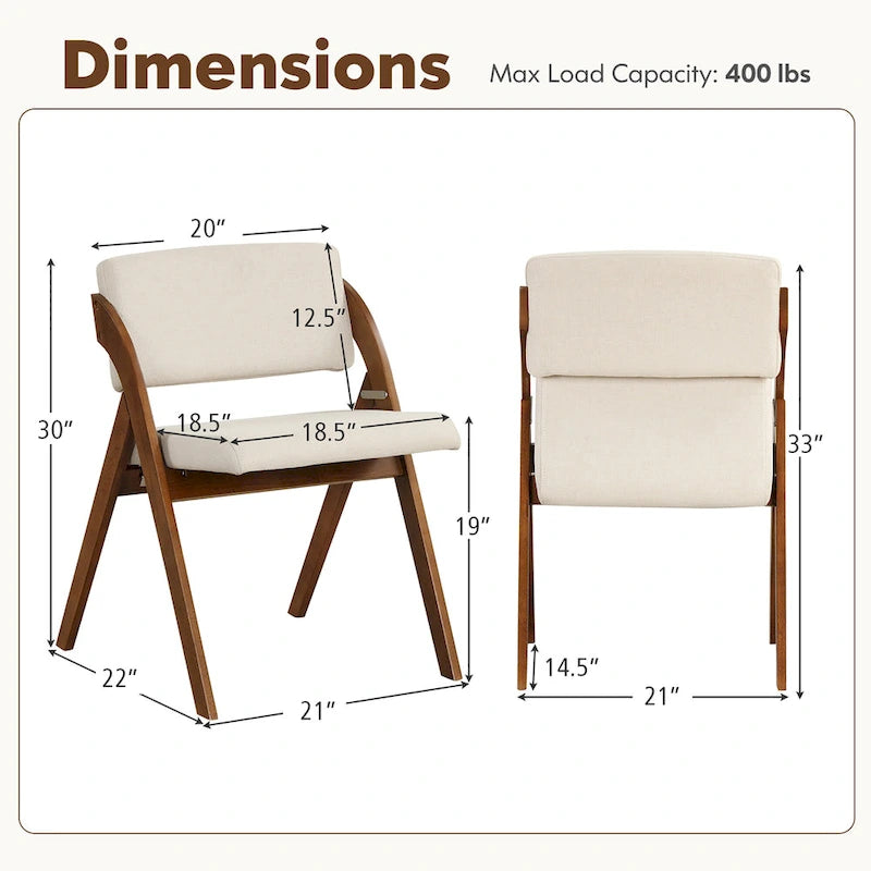 Chaise de salle à manger pliante Chêne & Beige / Noyer & Beige, lot de 4
