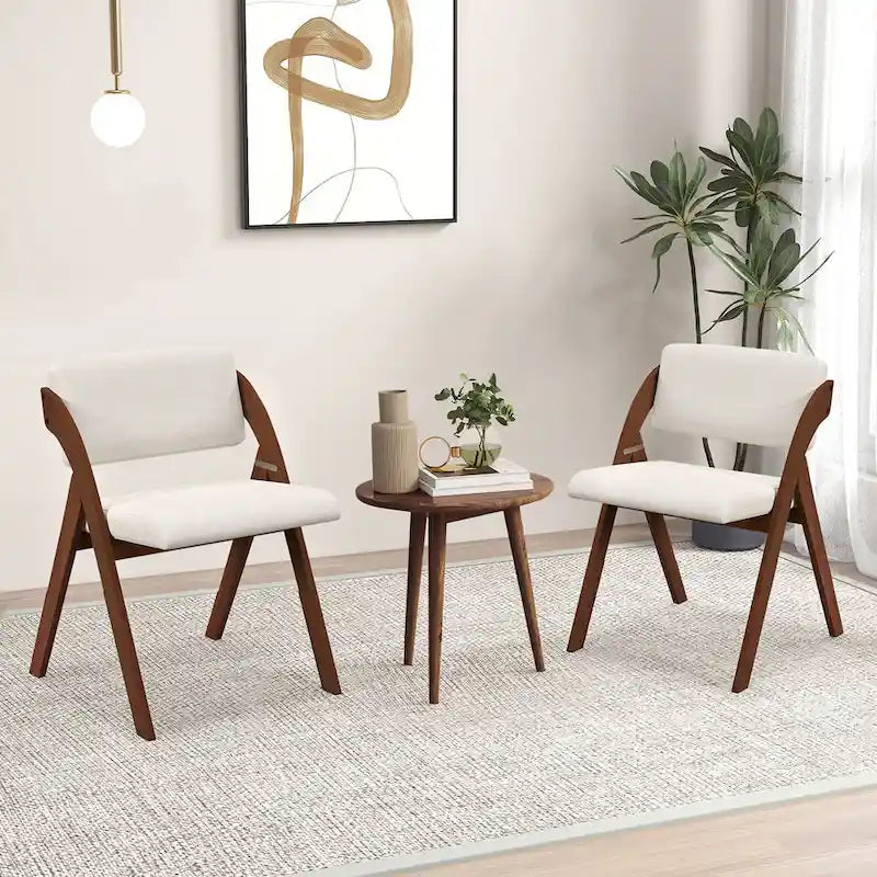 Chaise de salle à manger pliante Chêne & Beige / Noyer & Beige, lot de 4