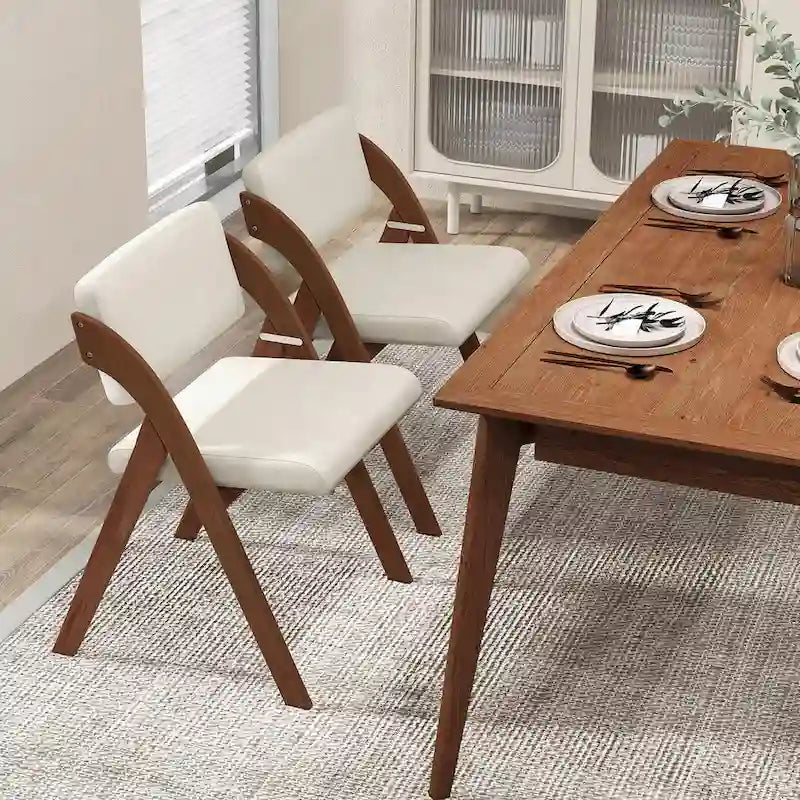 Chaise de salle à manger pliante Chêne & Beige / Noyer & Beige, lot de 4