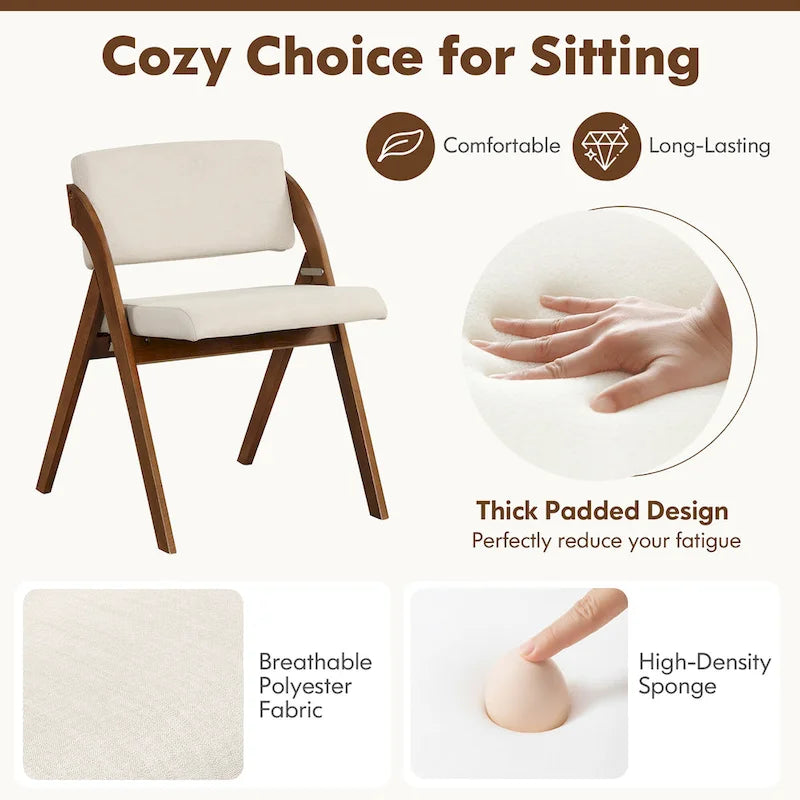 Chaise de salle à manger pliante Chêne & Beige / Noyer & Beige, lot de 4