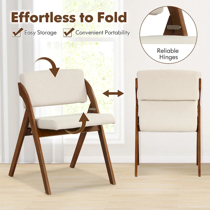 Chaise de salle à manger pliante Chêne & Beige / Noyer & Beige, lot de 4